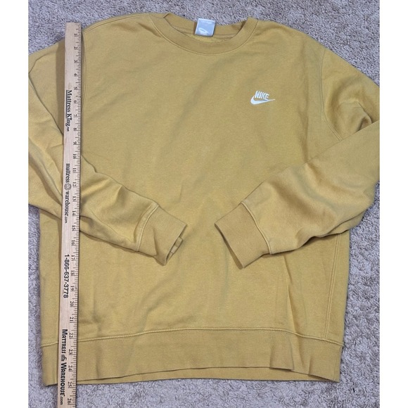 Vintage Nike Sportswear Club Fleece Crewneck Sweatshirt Mustard Yellow Large - Picture 2 of 5